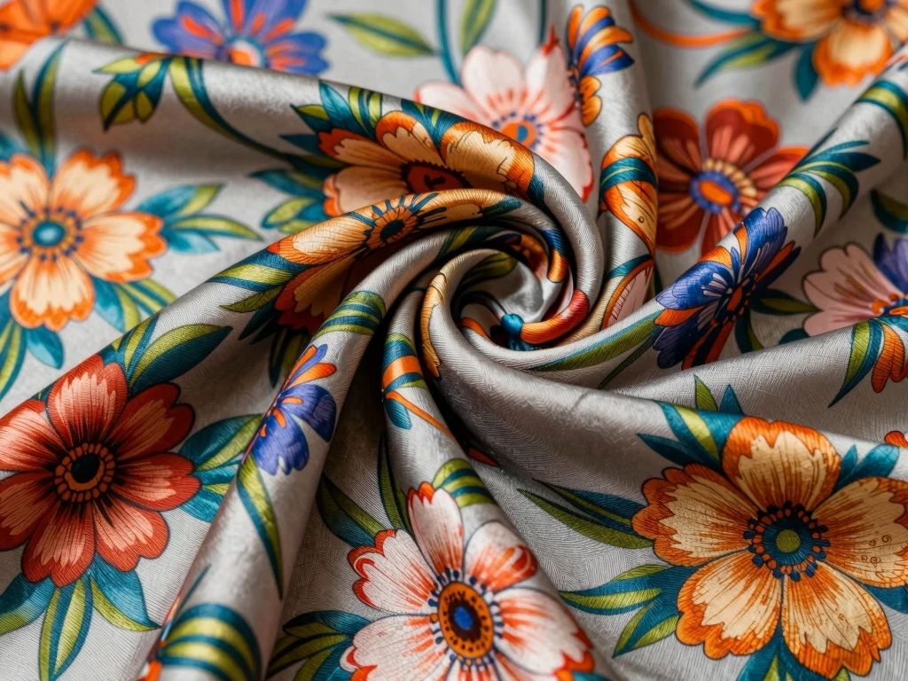 Zijden sjaal met bloemenpatroon